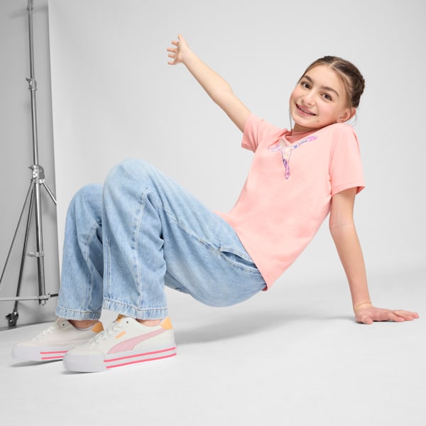 Chaussures Court Classic Vulc Enfant et Adolescent, PUMA White-Rose Mauve-Almost Apricot, extralarge