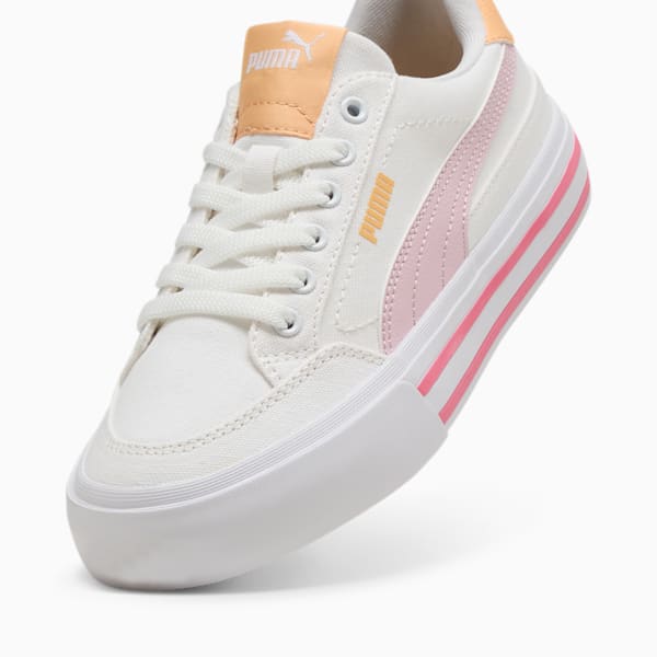 Chaussures Court Classic Vulc Enfant et Adolescent, PUMA White-Rose Mauve-Almost Apricot, extralarge