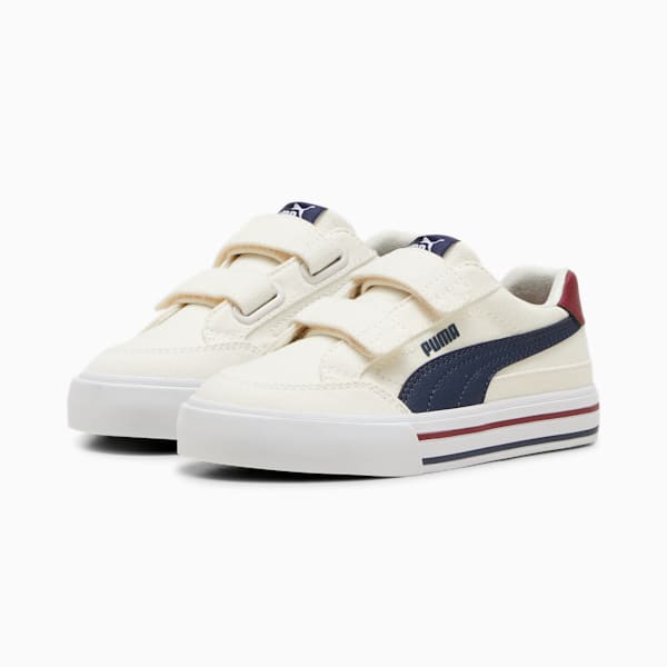 Court Classic Vulc Formstrip Little Kids' Sneakers, Warm White-Sugared Almond-PUMA Navy, extralarge