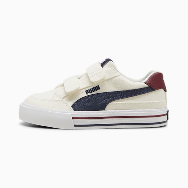 Court Classic Vulc Formstrip Little Kids' Sneakers, Warm White-Sugared Almond-PUMA Navy, extralarge
