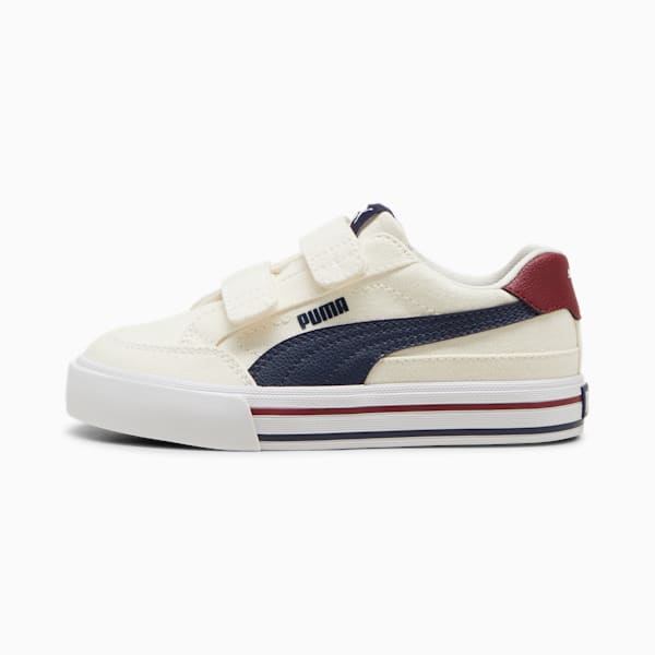 Court Classic Vulc Formstrip Little Kids' Sneakers, Warm White-Sugared Almond-PUMA Navy, extralarge