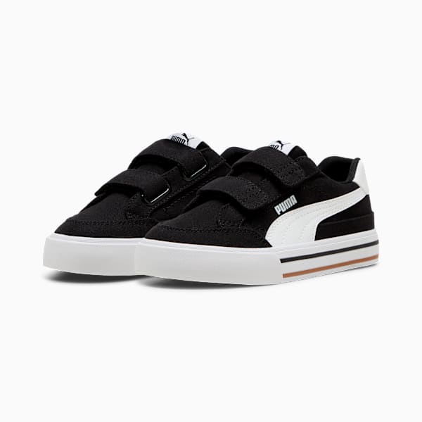 Court Classic Vulc Formstrip Little Kids' Sneakers, PUMA Black-PUMA White, extralarge