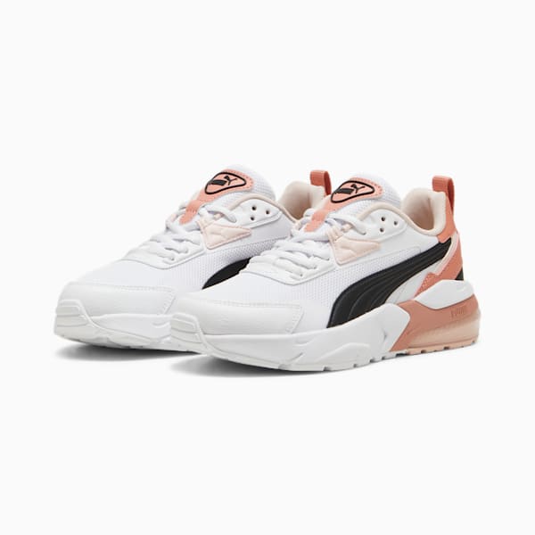 Vis2k Big Kids' Sneakers, PUMA White-PUMA Black-Deeva Peach, extralarge