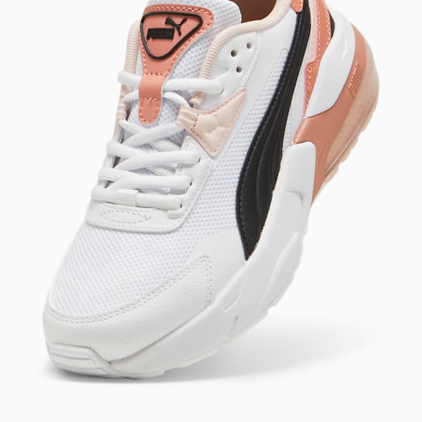 Vis2k Big Kids' Sneakers, PUMA White-PUMA Black-Deeva Peach, extralarge