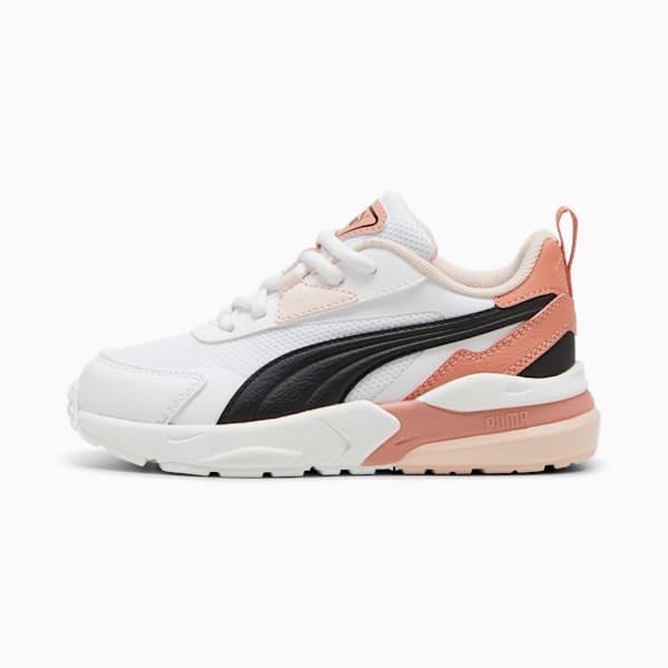 Vis2k Little Kids' Sneakers, PUMA White-PUMA Black-Deeva Peach, extralarge