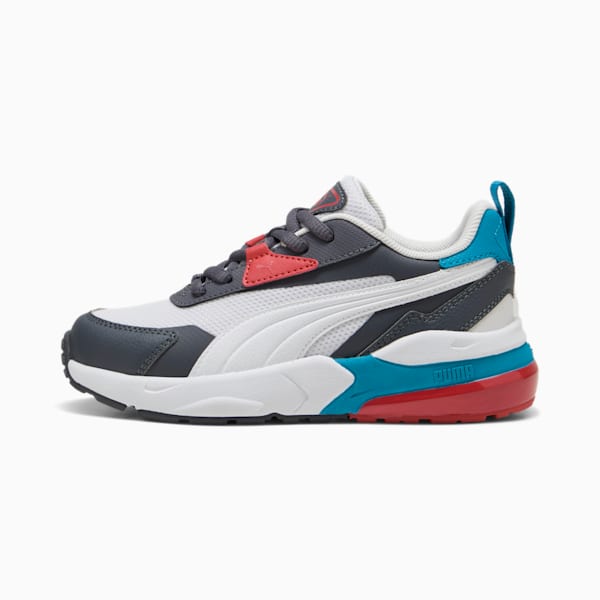 Tenis para infantes Vis2k, Feather Gray-PUMA White-Red Fire, extralarge
