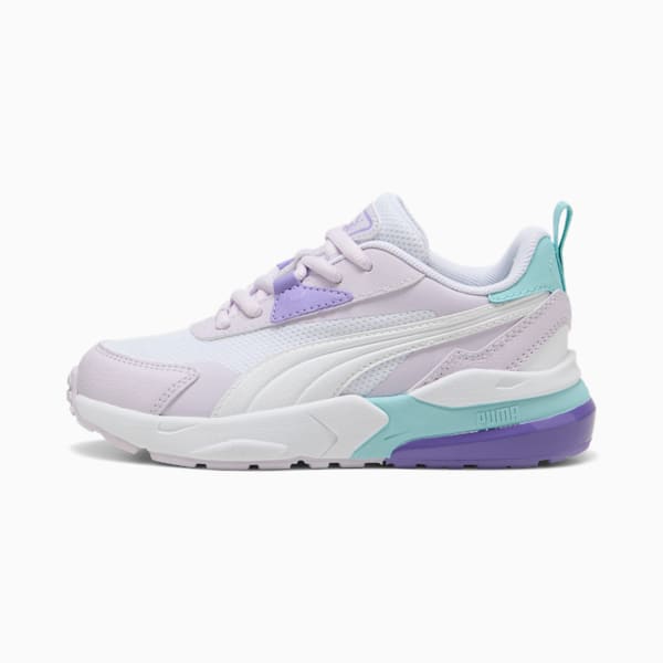 Vis2k Little Kids' Sneakers, PUMA White-PUMA White-Lilac Frost, extralarge