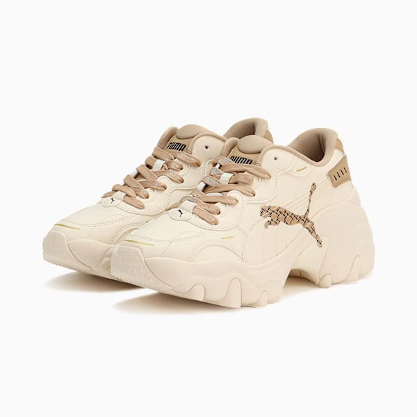 Pulsar Wedge Monogram Women's Sneakers, Pristine-Prairie Tan, extralarge