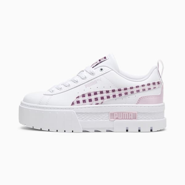 Sneakers Mayze Gingham Cozy, enfant et adolescent, PUMA White-Grape Mist, extralarge