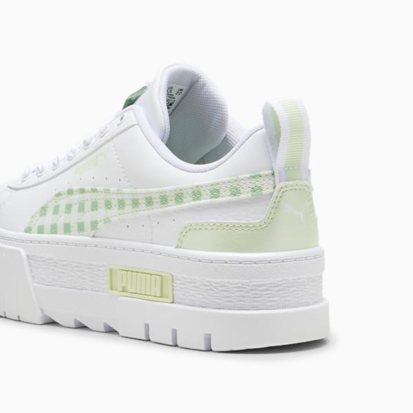 Mayze Gingham Cozy Big Kids' Sneakers, PUMA White-Green Illusion, extralarge