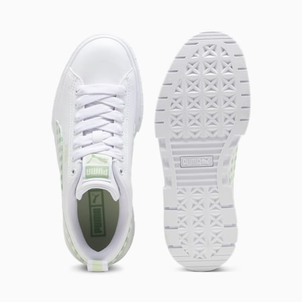 Tenis Mayze Gingham Cozy para niños grandes, PUMA White-Green Illusion, extralarge