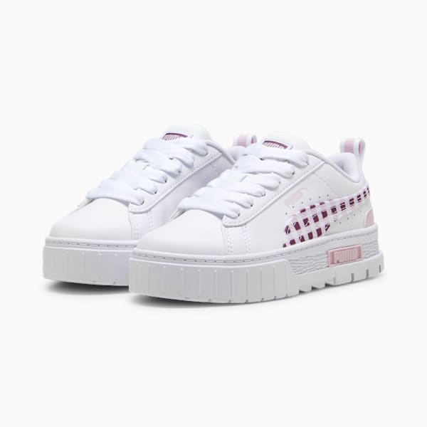 Tenis Mayze Gingham Cozy para niños pequeños, PUMA White-Grape Mist, extralarge