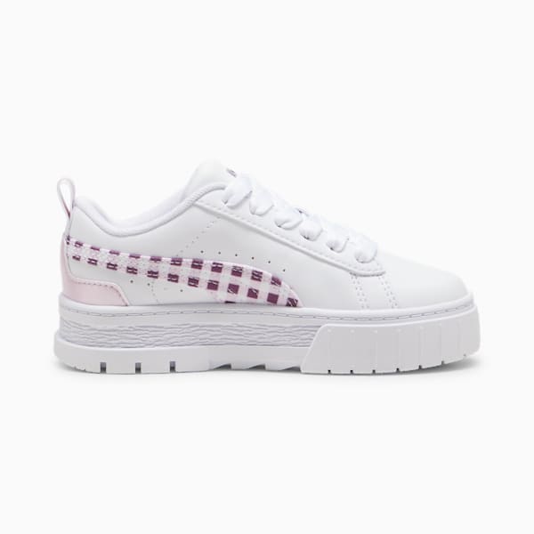 Mayze Gingham Cozy Little Kids' Sneakers, PUMA White-Grape Mist, extralarge