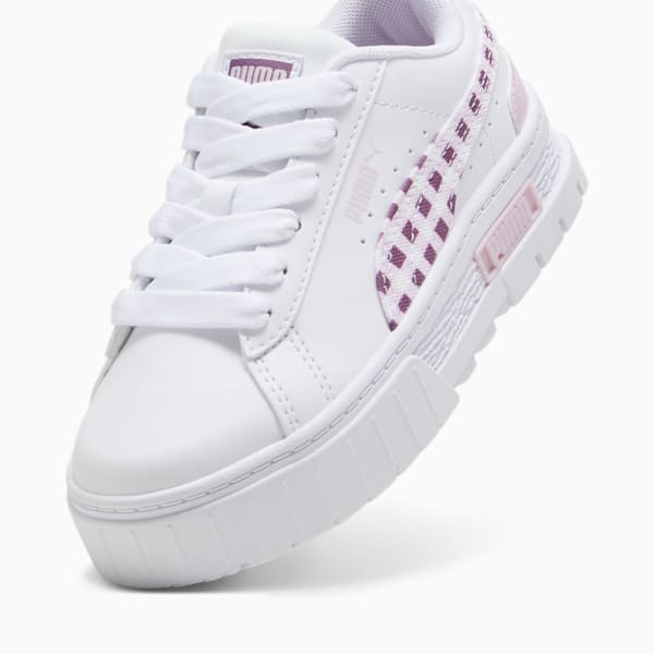 Tenis Mayze Gingham Cozy para niños pequeños, PUMA White-Grape Mist, extralarge