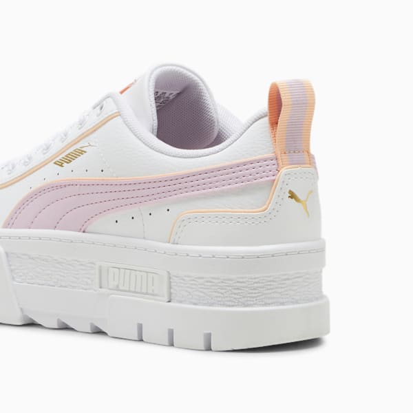 Tenis juvenil Mayze Leather Piping, PUMA White-Grape Mist-Peach Fizz, extralarge