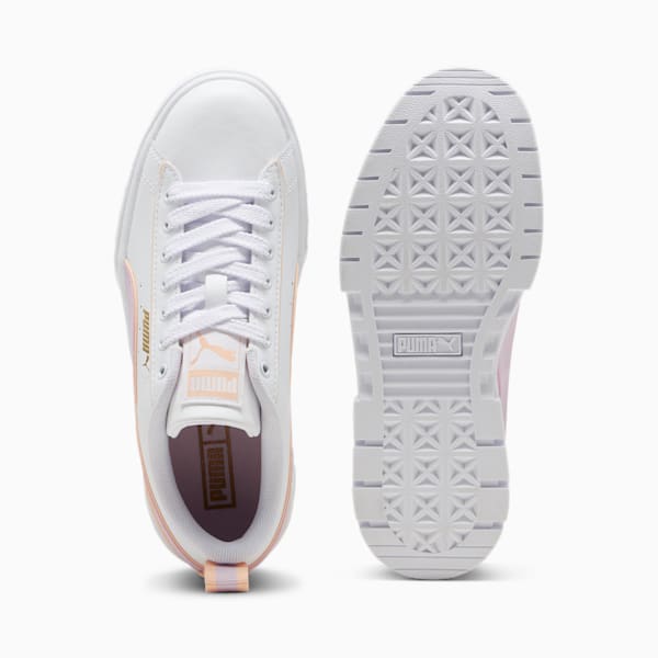 Tenis juvenil Mayze Leather Piping, PUMA White-Grape Mist-Peach Fizz, extralarge