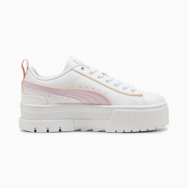 Tenis juvenil Mayze Leather Piping, PUMA White-Grape Mist-Peach Fizz, extralarge