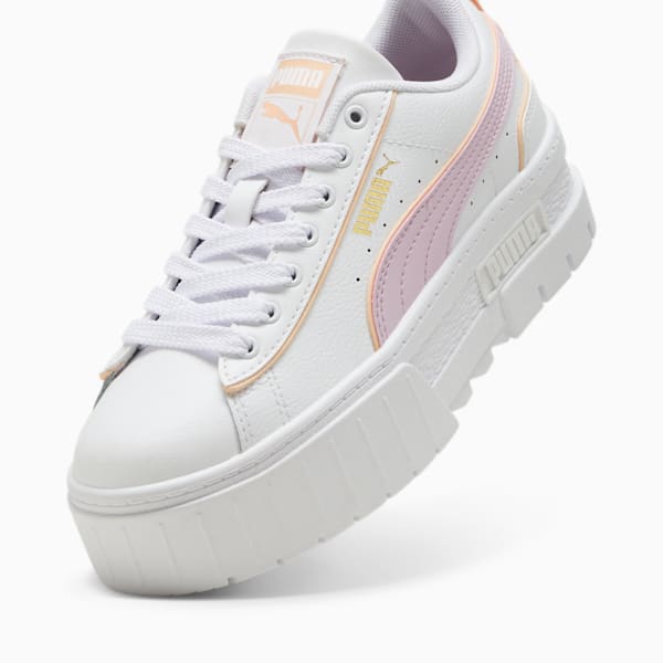 Tenis juvenil Mayze Leather Piping, PUMA White-Grape Mist-Peach Fizz, extralarge