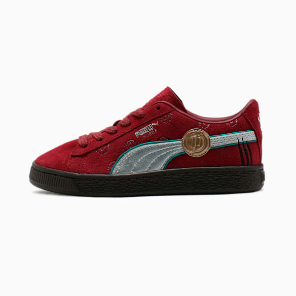 PUMA x ONE PIECE Suede Red-Haired Shanks Little Kids' Sneakers, Team Regal Red-PUMA Silver, extralarge