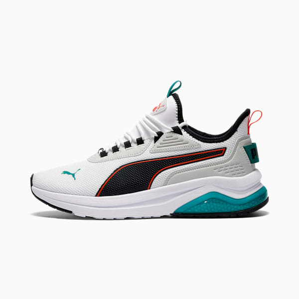 Tenis Amplifier para hombre, PUMA White-PUMA Black-Fierce Red, extralarge