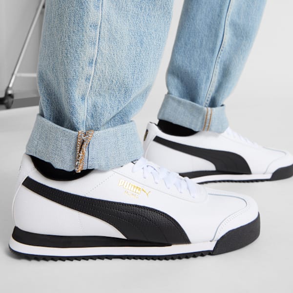 Tenis Roma 24, PUMA White-PUMA Black-Puma Team Gold, extralarge
