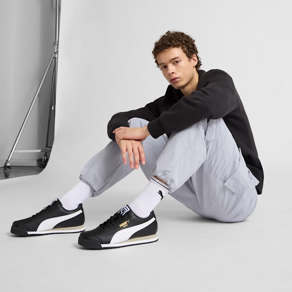 Roma 24 Sneakers, PUMA Black-PUMA White-Smokey Gray, extralarge