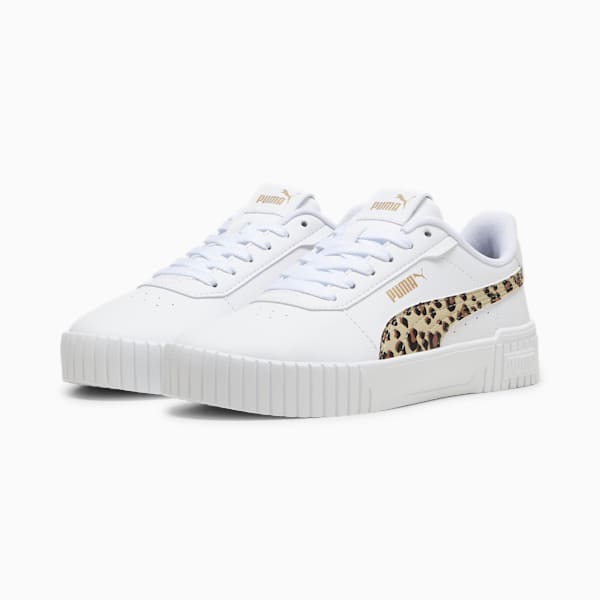 Carina 2.0 Animal Big Kids' Sneakers, PUMA White-Putty-PUMA Gold, extralarge