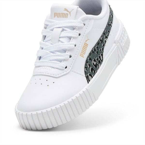 キッズ ガールズ プーマ キャリーナ 2.0 アニマル スニーカー 17-21cm, PUMA White-Mineral Gray-PUMA Gold, extralarge-JPN