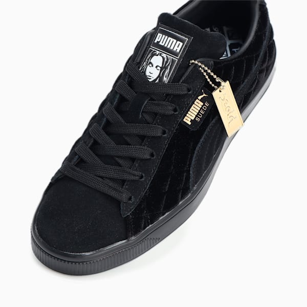 ウィメンズ PUMA x X-girl スウェードクラシック XXI スニーカー, PUMA Black-PUMA White-PUMA Gold, extralarge-JPN