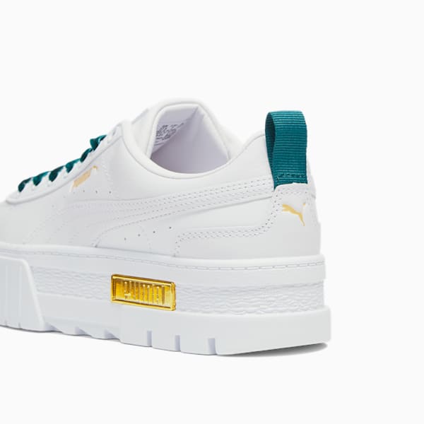 Mayze Heritage Velvet Women's Sneakers, PUMA White-Malachite-Puma Team Gold, extralarge