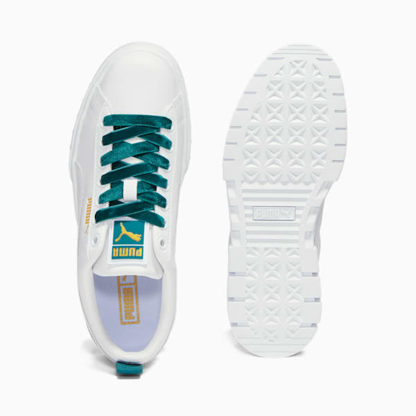 Mayze Heritage Velvet Women's Sneakers, PUMA White-Malachite-Puma Team Gold, extralarge