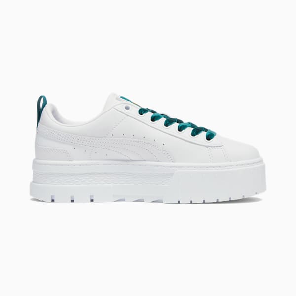 Mayze Heritage Velvet Women's Sneakers, PUMA White-Malachite-Puma Team Gold, extralarge