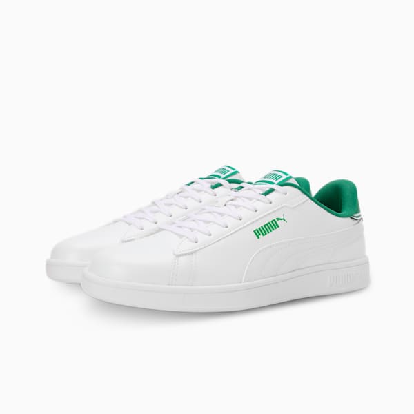 Smash Pop Men's Sneakers, PUMA White-Archive Green-PUMA Black, extralarge-IND