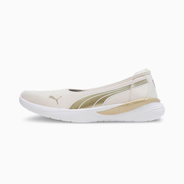 Evelyn Softride Women's Ballerinas, Alpine Snow-Metallic Gold-PUMA White, extralarge-IND