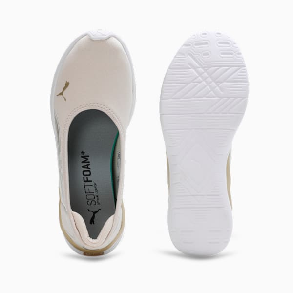 Evelyn Softride Women's Ballerinas, Alpine Snow-Metallic Gold-PUMA White, extralarge-IND