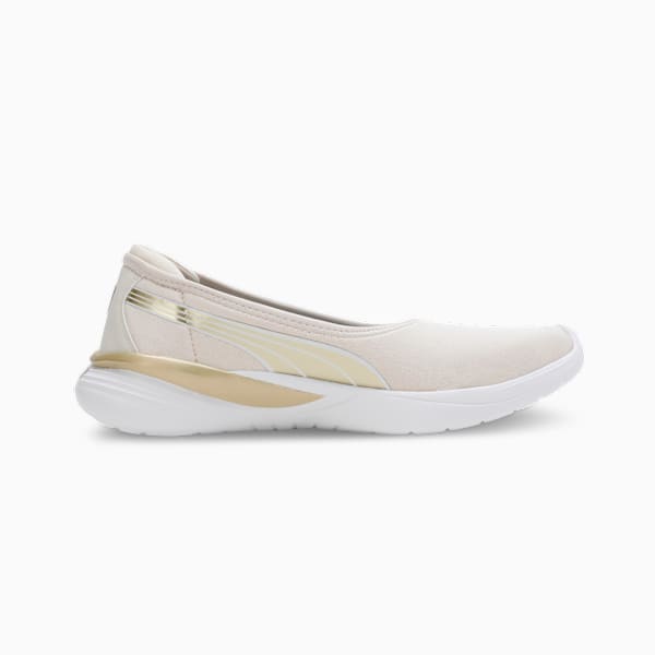 Evelyn Softride Women's Ballerinas, Alpine Snow-Metallic Gold-PUMA White, extralarge-IND