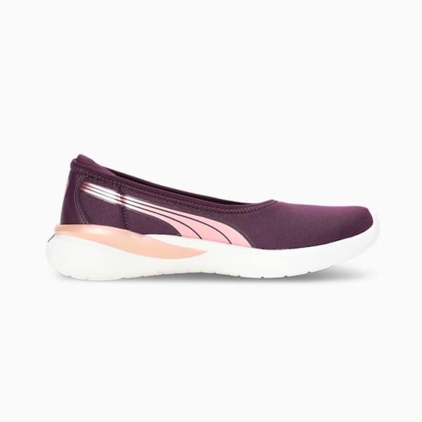 Evelyn Softride Women's Ballerinas, Midnight Plum-Rose Gold-PUMA White, extralarge-IND