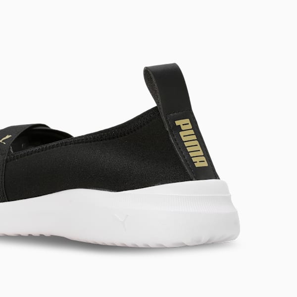 Adelina Glam Women's Ballerinas, PUMA Black-Metallic Gold, extralarge-IND
