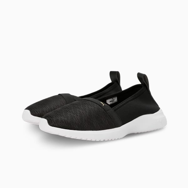 Adelina Glam Women's Ballerinas, PUMA Black-Metallic Gold, extralarge-IND