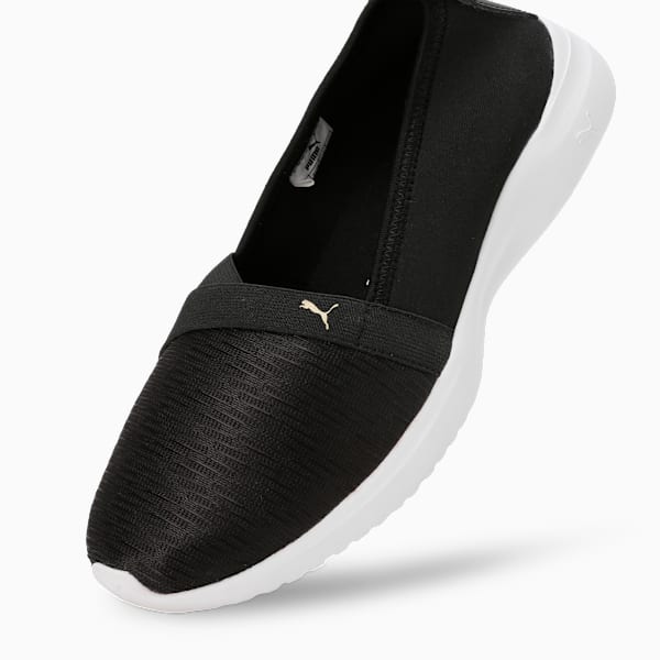 Adelina Glam Women's Ballerinas, PUMA Black-Metallic Gold, extralarge-IND