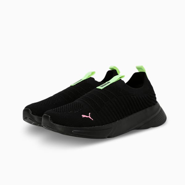 Kardio Women's Slip-On Sneakers, PUMA Black-Pink Lilac-Spring Fern, extralarge-IND