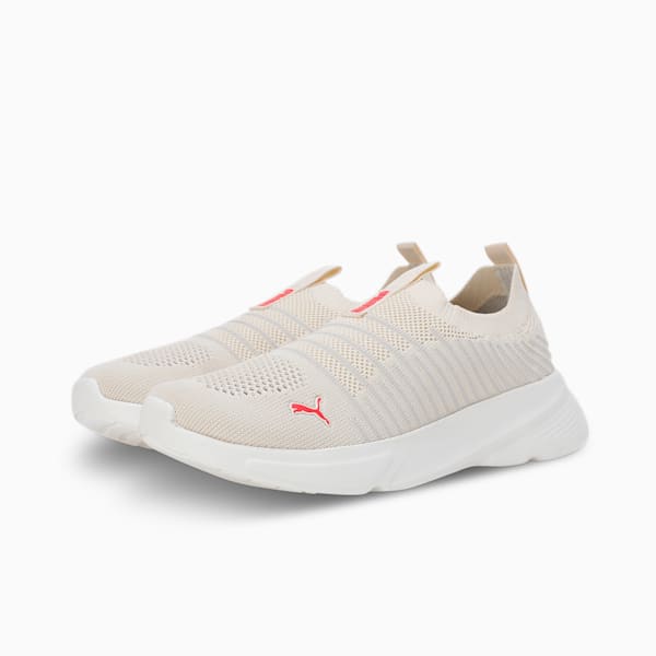 Kardio Women's Slip-On Sneakers, Warm White-Vapor Gray-Active Red, extralarge-IND