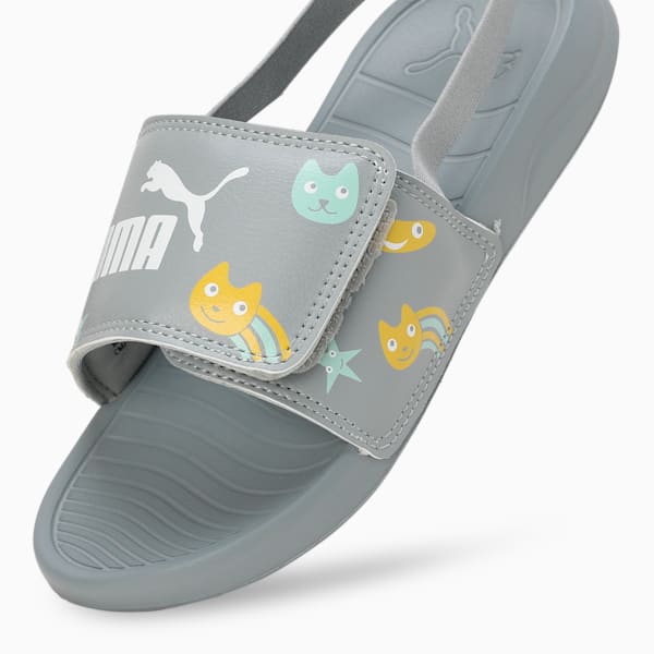 Puma gray suede flip flops top