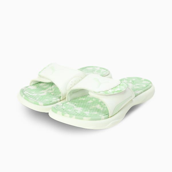 Royalcat Comfort Softride Daze Women's Slides, Warm White-Cool Cucumber-Green Illusion, extralarge-IND