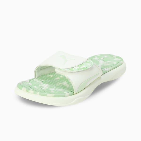 Royalcat Comfort Softride Daze Women's Slides, Warm White-Cool Cucumber-Green Illusion, extralarge-IND