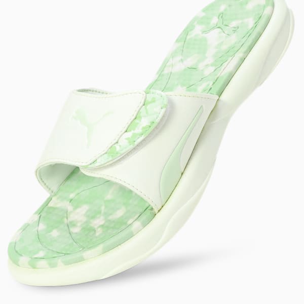 Royalcat Comfort Softride Daze Women's Slides, Warm White-Cool Cucumber-Green Illusion, extralarge-IND