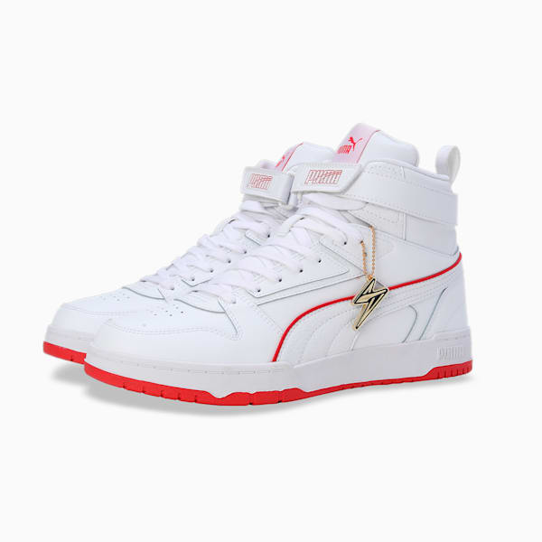 RBD Game x HARRDY SANDHU Men's Sneakers, PUMA White-For All Time Red-Feather Gray, extralarge-IND