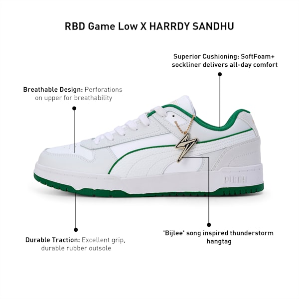 RBD Game Low x HARRDY SANDHU Men's Sneakers, PUMA White-Feather Gray-Vine, extralarge-IND