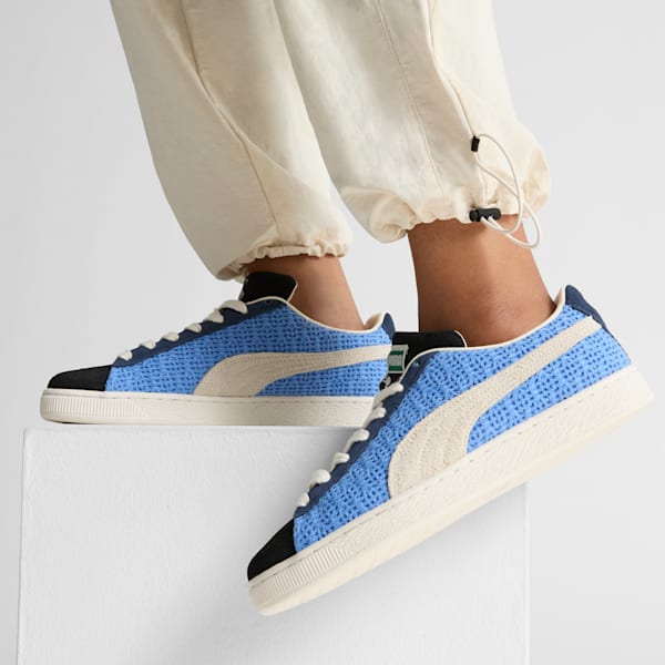 Suede Crochet Sneakers, Blue Skies-Sugared Almond, extralarge