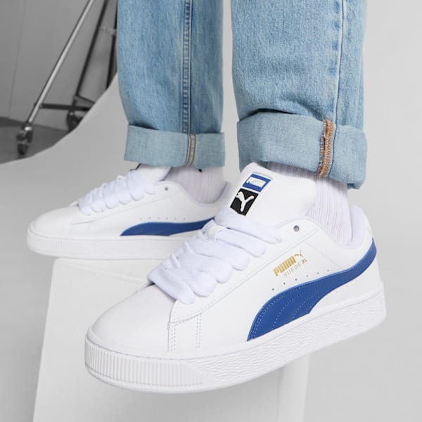 Suede XL Leather Sneakers, PUMA White-Clyde Royal, extralarge